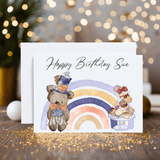 Bear's Tea Party Greeting Card: Personalised Whimsical Birthday - Rainbowprint.uk