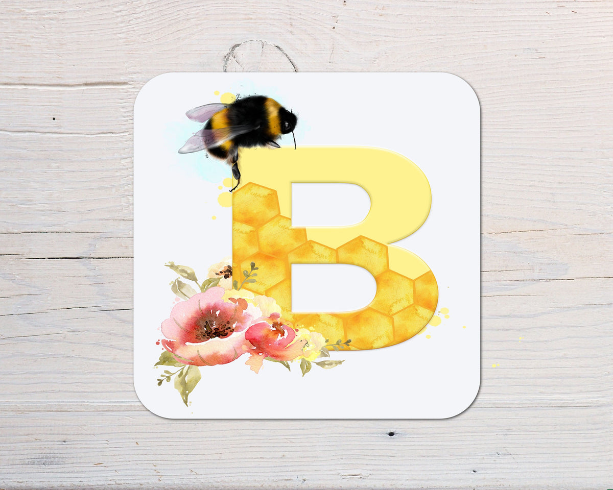 Bee Coaster Gift: personalised with any wording - Rainbowprint.uk
