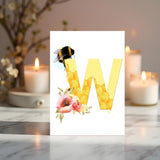 Bee Initial A4 Print: Floral Personalised Wall Art - Rainbowprint.uk
