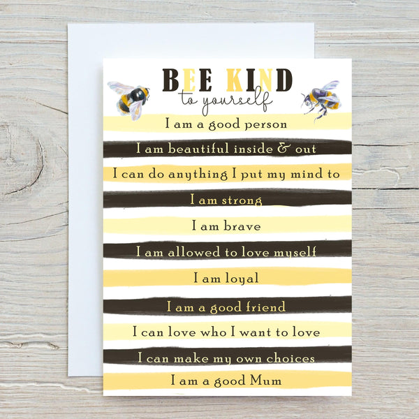 Bee Kind A5 Greetings Card: Personalised Motivational Gift - Rainbowprint.uk