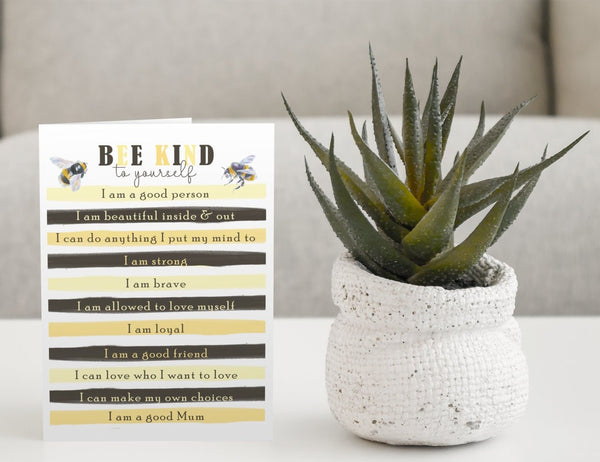 Bee Kind Greetings Card: can be personalised - Rainbowprint.uk