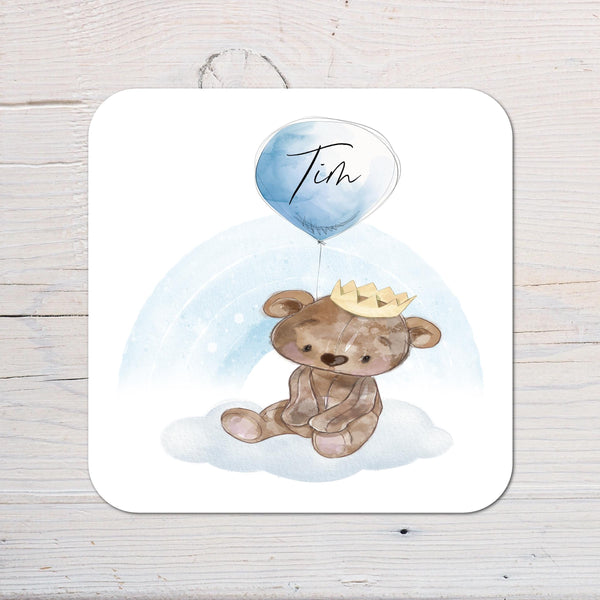 Birthday Bear Coaster Gift: can be personalised - Rainbowprint.uk