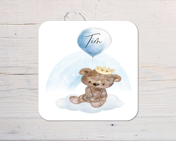 Birthday Bear Coaster Gift: can be personalised - Rainbowprint.uk