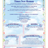 Birthday History A4 Personalised Print: 