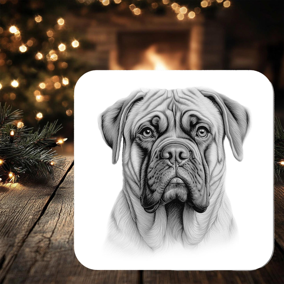 Bull Mastiff Dog Coaster personalised with any wording - Rainbowprint.uk