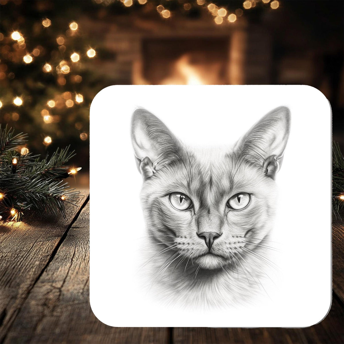 Burmese Cat Coaster Gift: personalised with any wording - Rainbowprint.uk