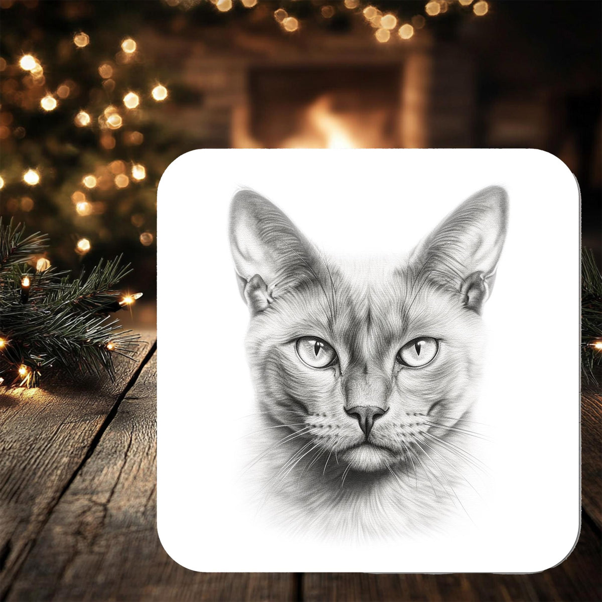 Burmese Cat Coaster Gift: personalised with any wording - Rainbowprint.uk
