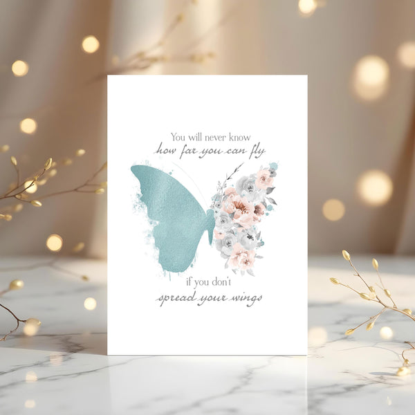Butterfly "Spread Your Wings" A4 Wall Print, motivational wall art, bedrooms, study, ideal gift - Rainbowprint.uk