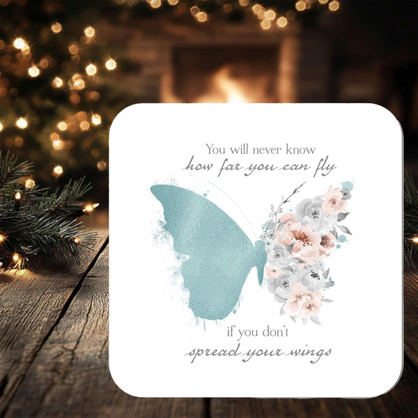Butterfly Spread Your Wings Coaster: personalised with any wording - Rainbowprint.uk