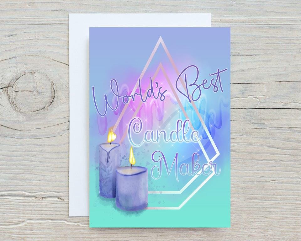 Candle Maker A5 Glossy Personalised Card, with any name printed on the front, World's Best Candle Maker, birthdays, thank you, motivation - Rainbowprint.uk