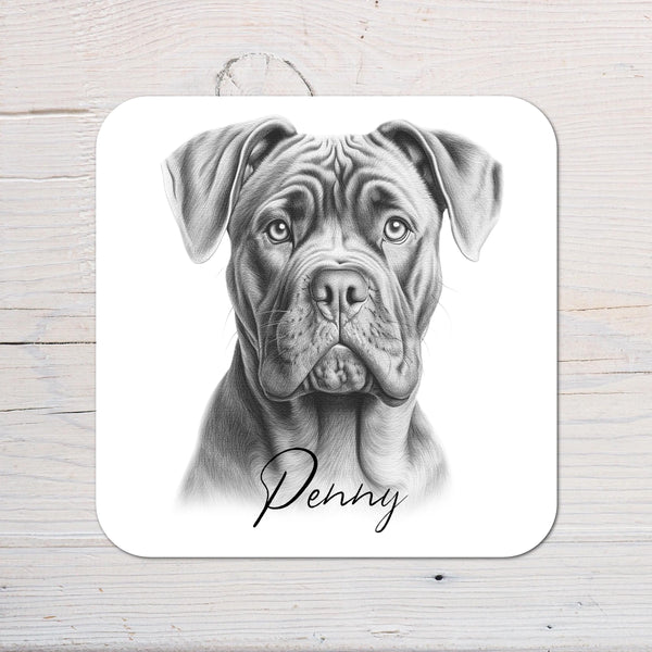 Cane Corso Dog Coaster personalised with any wording - Rainbowprint.uk