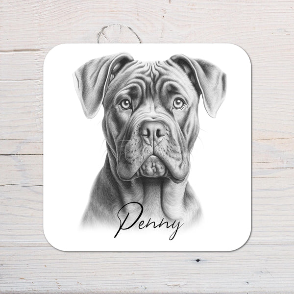 Cane Corso Dog Coaster personalised with any wording - Rainbowprint.uk