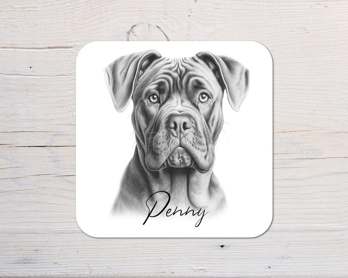 Cane Corso Dog Coaster personalised with any wording - Rainbowprint.uk
