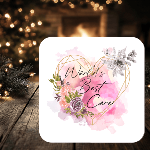 Carer Coaster Gift: can be personalised - Rainbowprint.uk