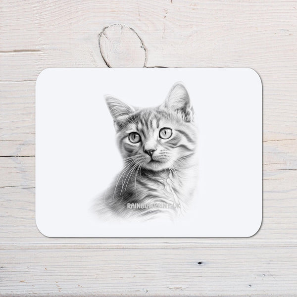 Cat Mousemat personalised with any Wording, Message - ideal gift for Short Haired Cat lovers, owners - Rainbowprint.uk