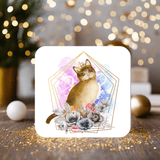 Cat Royalty Coaster personalised with any wording, cat lovers, ideal gift - Rainbowprint.uk