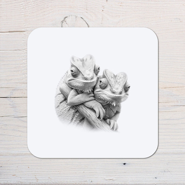 Chameleon Reptile Coaster: personalised with any Wording - Rainbowprint.uk