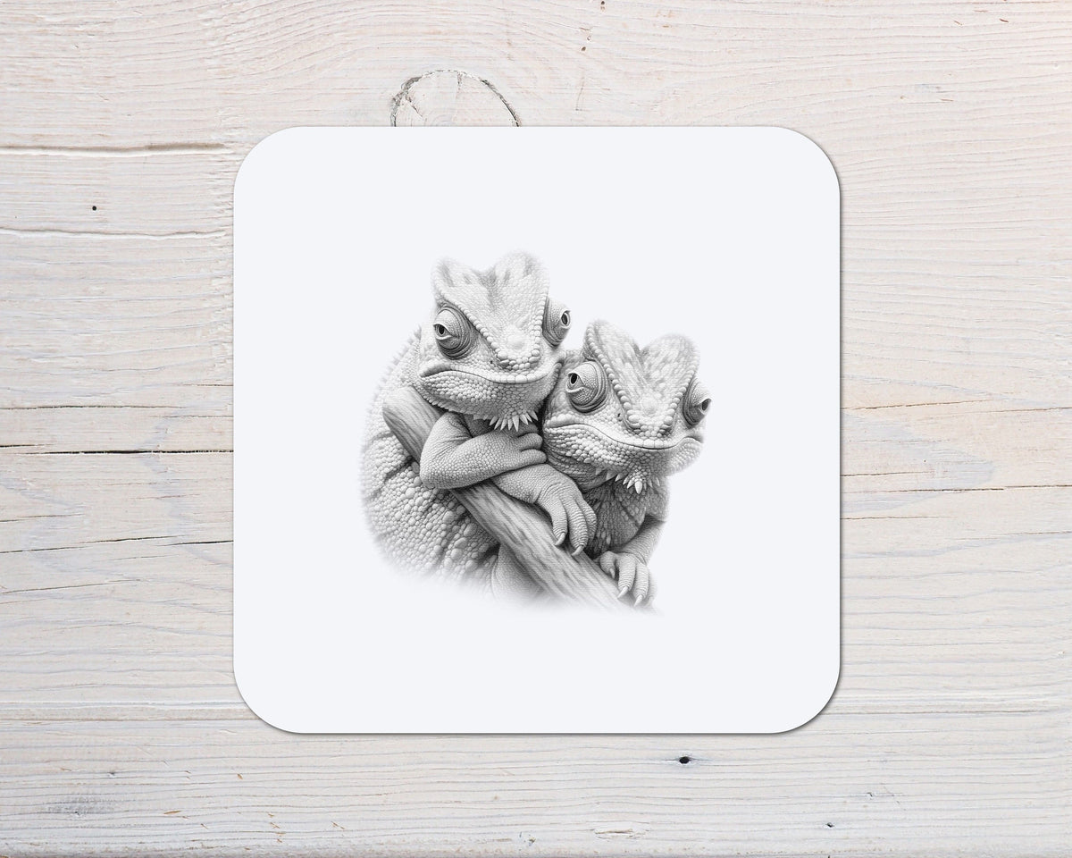 Chameleon Reptile Coaster: personalised with any Wording - Rainbowprint.uk