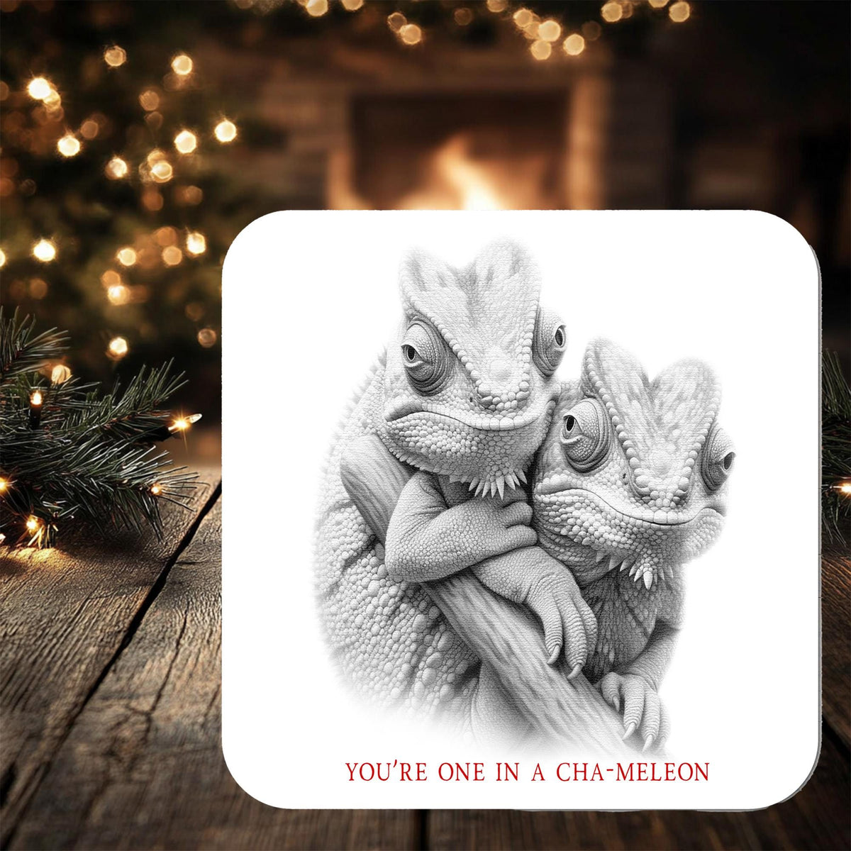 Chameleon Reptile Coaster: personalised with any Wording - Rainbowprint.uk