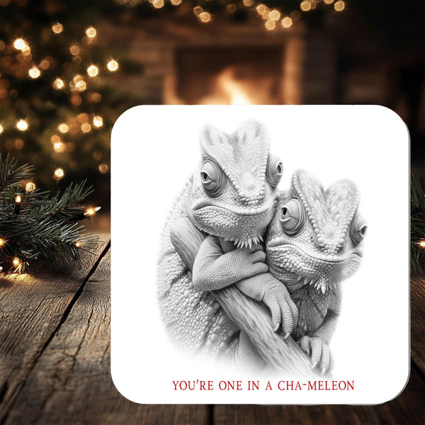 Chameleon Reptile Coaster: personalised with any Wording - Rainbowprint.uk