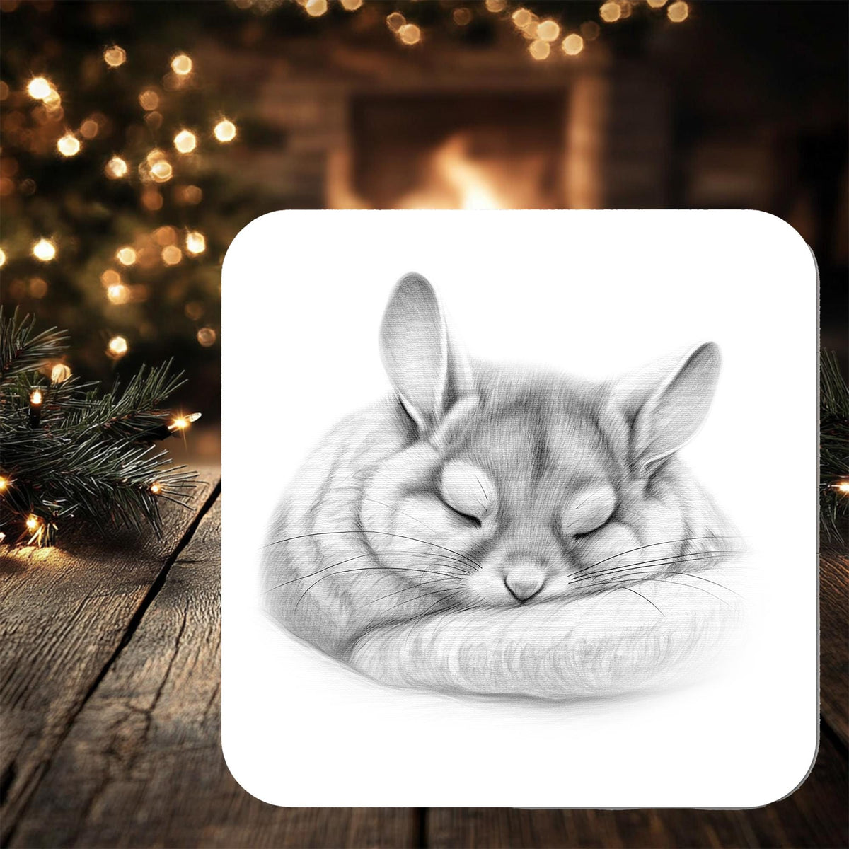 Chinchilla Coaster Gift: personalised with any wording - Rainbowprint.uk