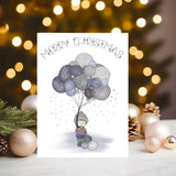 Christmas Boy with Balloons Personalised Greetings Card - Rainbowprint.uk