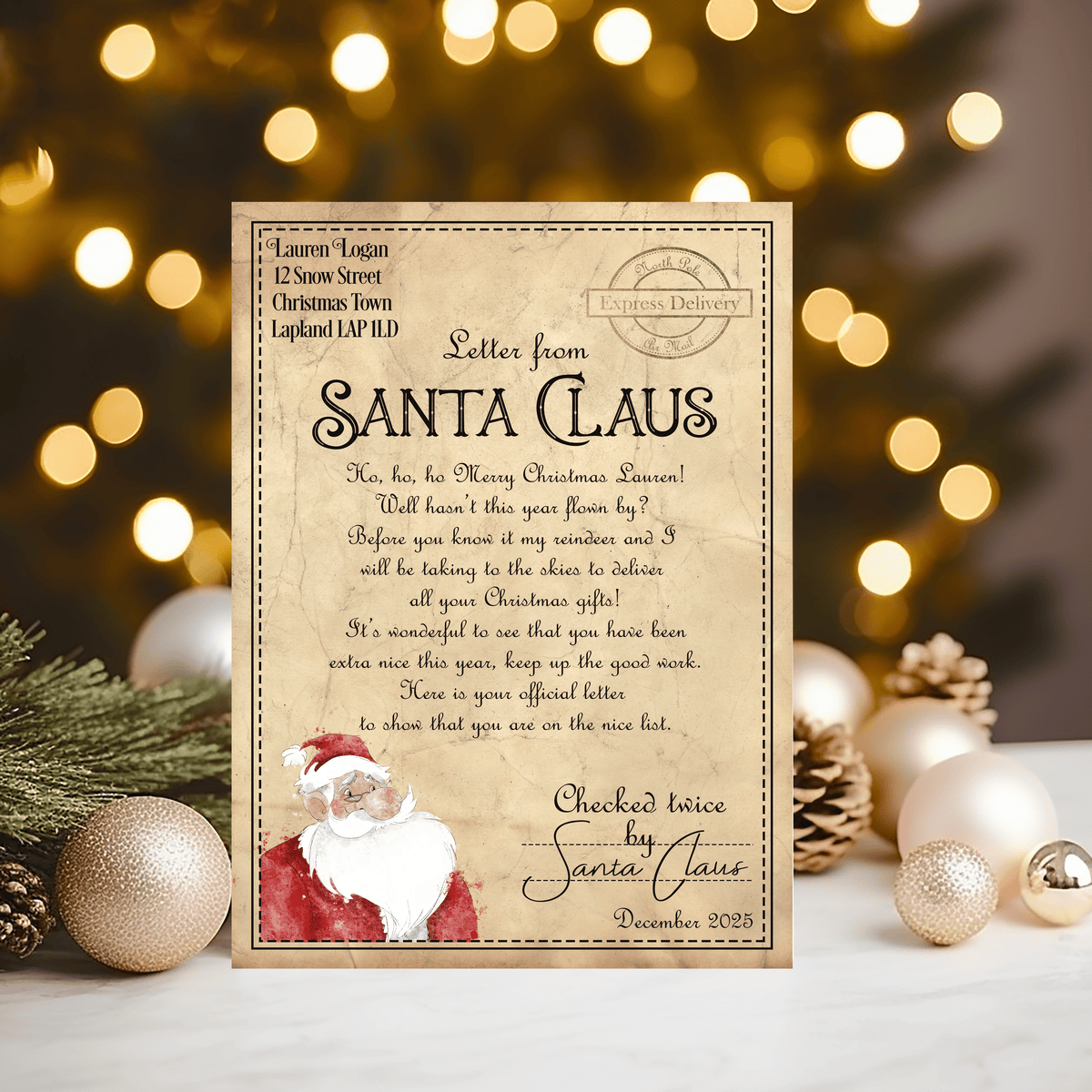 Christmas Letter from Santa Claus/Father Christmas + Good List Certificate Personalised Christmas Gift for Children - Help Them Believe! - Rainbowprint.uk