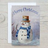 Christmas Snowman Greetings Card: can be personalised - Rainbowprint.uk