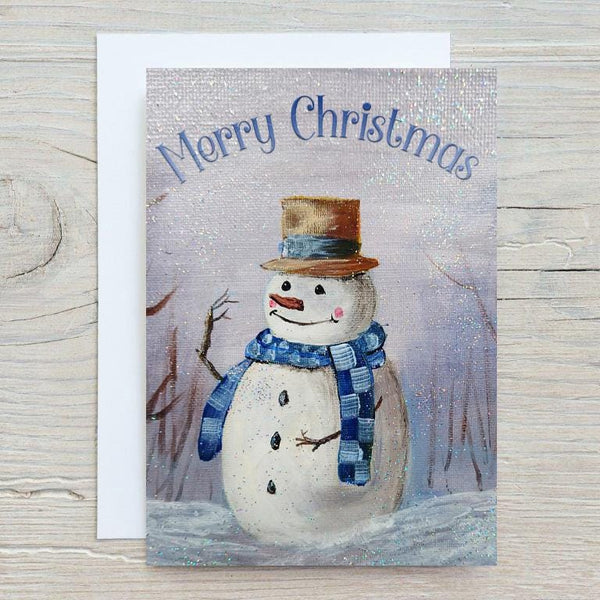 Christmas Snowman Greetings Card: can be personalised - Rainbowprint.uk
