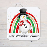 Christmas Snowman Rainbow Coaster personalised with any wording - Rainbowprint.uk