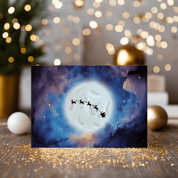 Christmas Space Themed Blank Greeting Card, Planets, Galaxy Xmas, Sci Fi Greeting Card, Personalised Card Gift, for Space Lovers - Rainbowprint.uk
