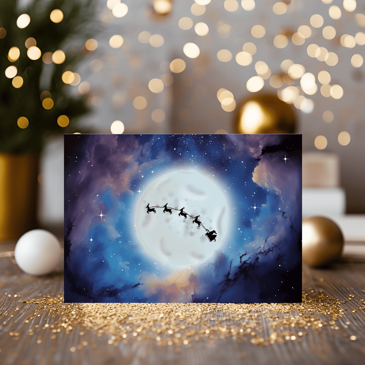 Christmas Space Themed Blank Greeting Card, Planets, Galaxy Xmas, Sci Fi Greeting Card, Personalised Card Gift, for Space Lovers - Rainbowprint.uk
