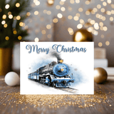 Christmas Steam Train Coaster - blue or red train - personalised with any wording - Rainbowprint.uk