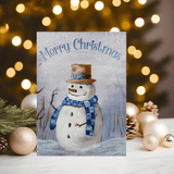 Christmas Traditional Snowman Personalised Glossy A5 Greetings Card (any name on the front) - Rainbowprint.uk