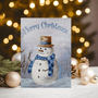 Christmas Traditional Snowman Personalised Glossy A5 Greetings Card (any name on the front) - Rainbowprint.uk