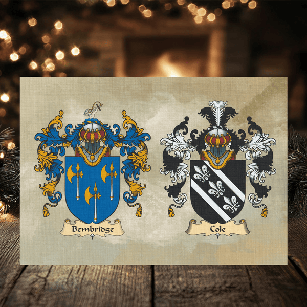 Couples Gift Double Coat of Arms Wall Art Decor Print: your Family Crest - Rainbowprint.uk