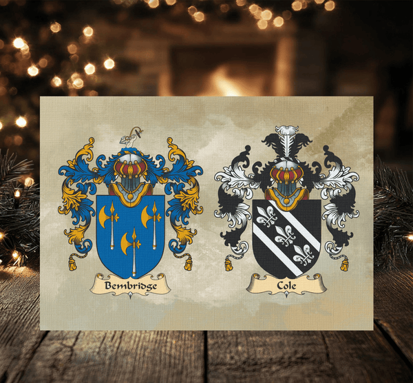 Couples Gift Double Coat of Arms Wall Art Decor Print: your Family Crest - Rainbowprint.uk