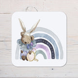 Cute Alice Bear Coaster personalised with any Wording, Message - ideal gift - Rainbowprint.uk