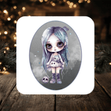 Cute Emo Girl Coaster personalised with any wording - Rainbowprint.uk