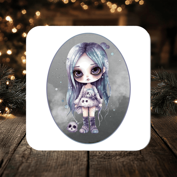 Cute Emo Girl Coaster personalised with any wording - Rainbowprint.uk