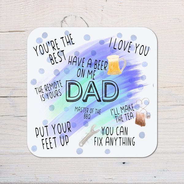Dad Coaster Gift: Birthdays, Christmas, Father's Day, Thank You - Rainbowprint.uk