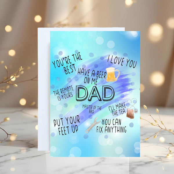 Dad Greetings Card: Birthdays, Father's Day - Rainbowprint.uk