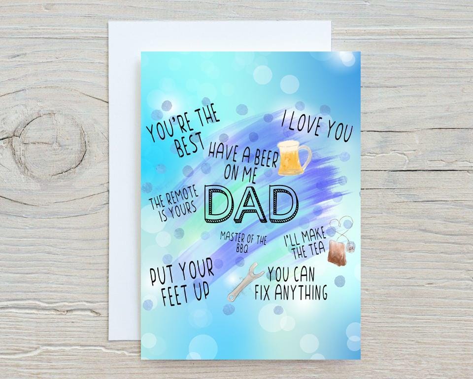 Dad Greetings Card: Birthdays, Father's Day - Rainbowprint.uk