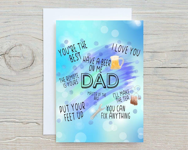 Dad Greetings Card: Birthdays, Father's Day - Rainbowprint.uk