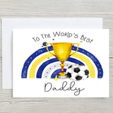 Daddy Football Card: Yellow and Blues, can be personalised - Rainbowprint.uk