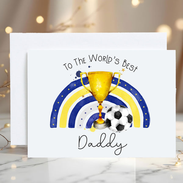 Daddy Football Card: Yellow and Blues, can be personalised - Rainbowprint.uk
