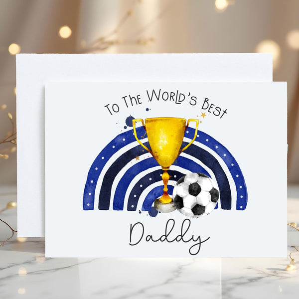 Daddy Football Greetings Card: Father's Day, Birthday, the Dark Blues - Rainbowprint.uk