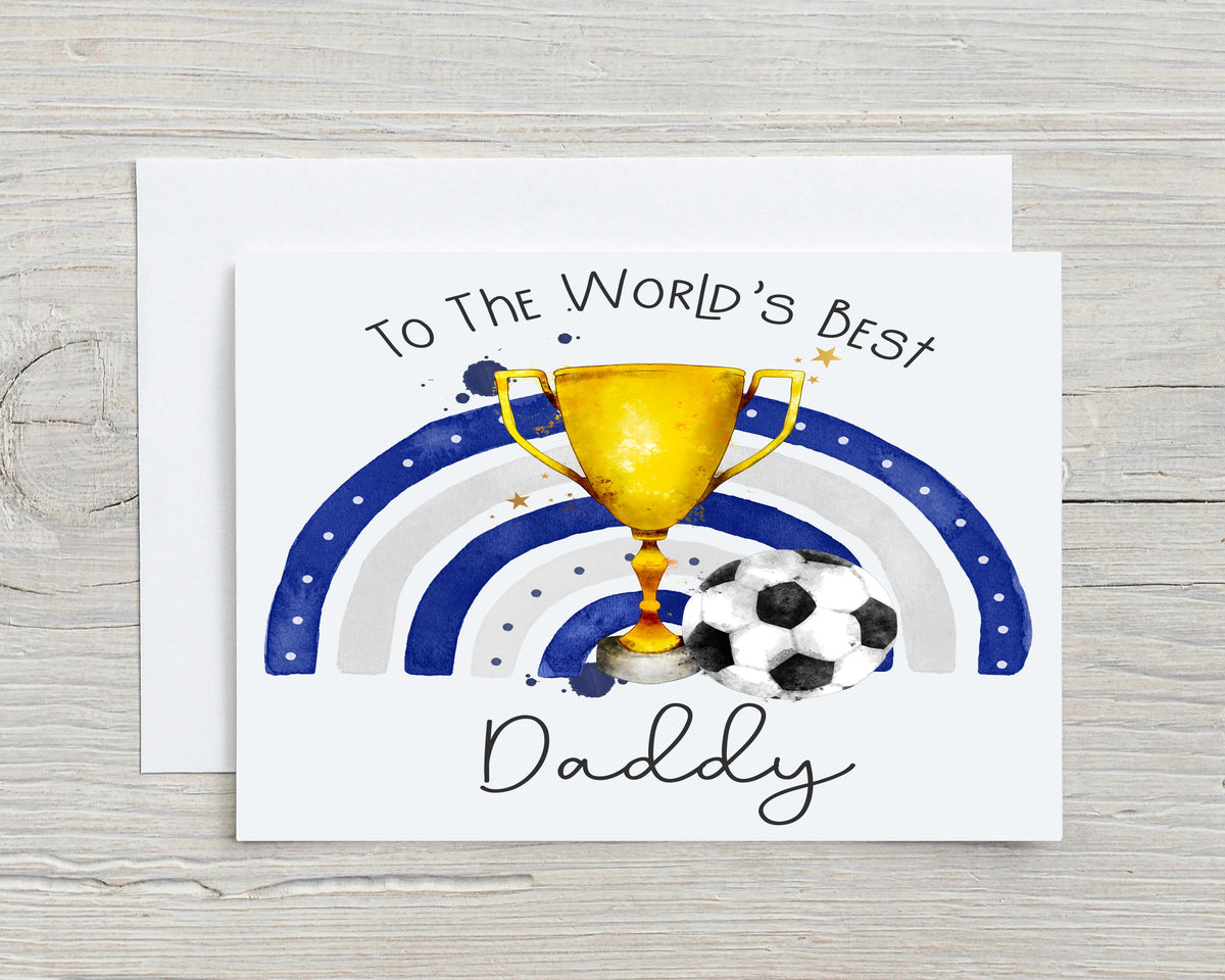 Daddy Football Greetings Card: The Blues, can be personalised - Rainbowprint.uk