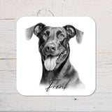 Doberman Dog Coaster gift: personalised with any wording - Rainbowprint.uk