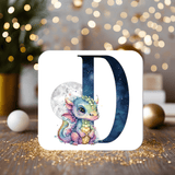 Dragon Coaster Gift: ideal for kids, with their initial - Rainbowprint.uk
